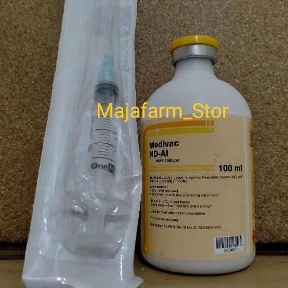 Vaksin injek ND AI + Jarum suntik spuit 3ml / Vaksin Tetelo / Vaksin Pluburung 100 ml