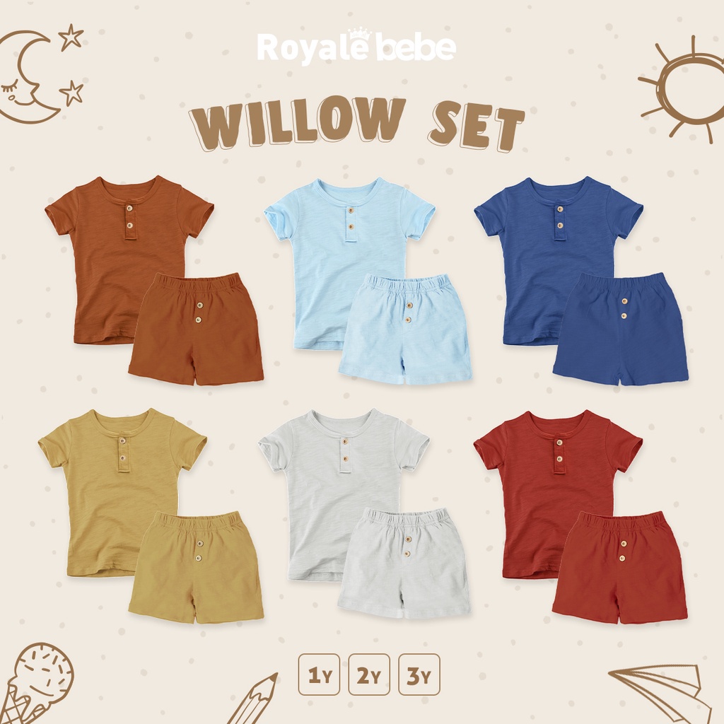 ROYALE BEBE WILLOW SET SETELAN BAJU PENDEK CELANA PENDEK SETELAN BAJU ANAK 1 - 3 TAHUN