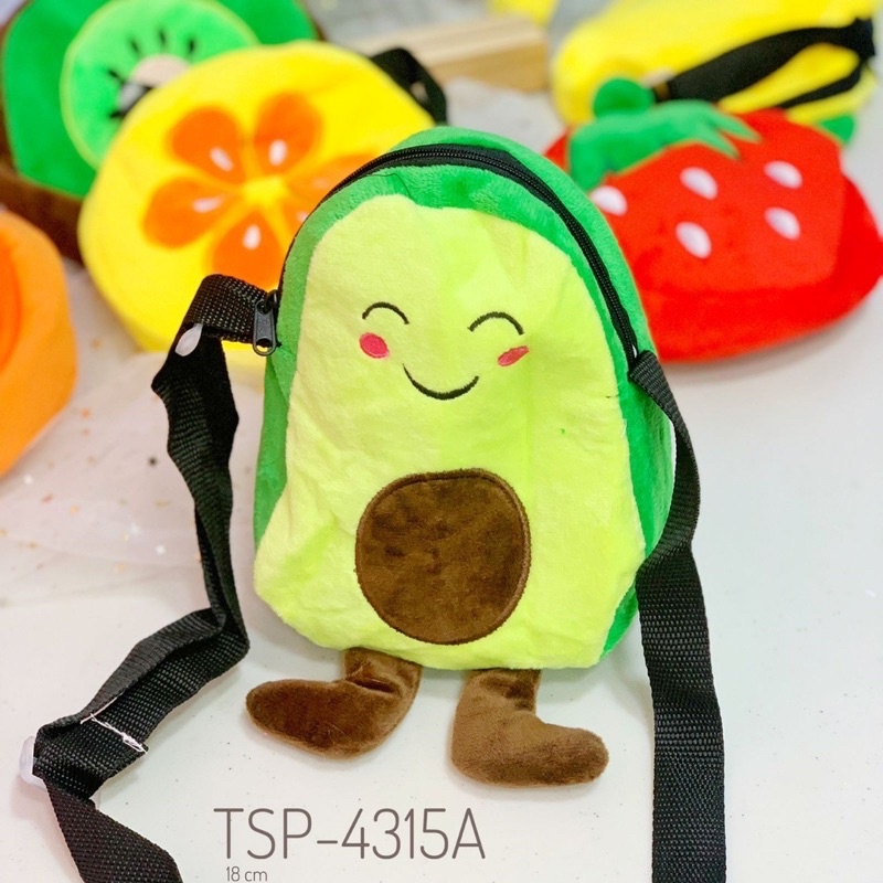 tas selempang boneka buah afb fruit anak avocado strawberry nanas jeruk wortel ubi tas fashion anak kid bag