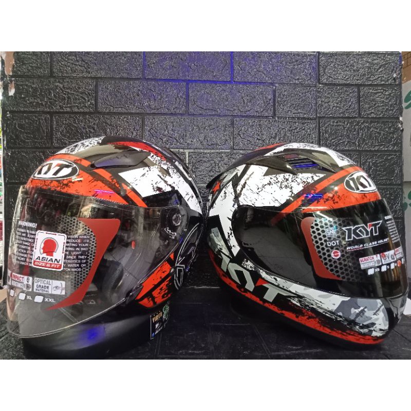 HELM COUPLE KYT R10 DAN KYT GALAXY MOTIF AQUA RED ORIGINAL