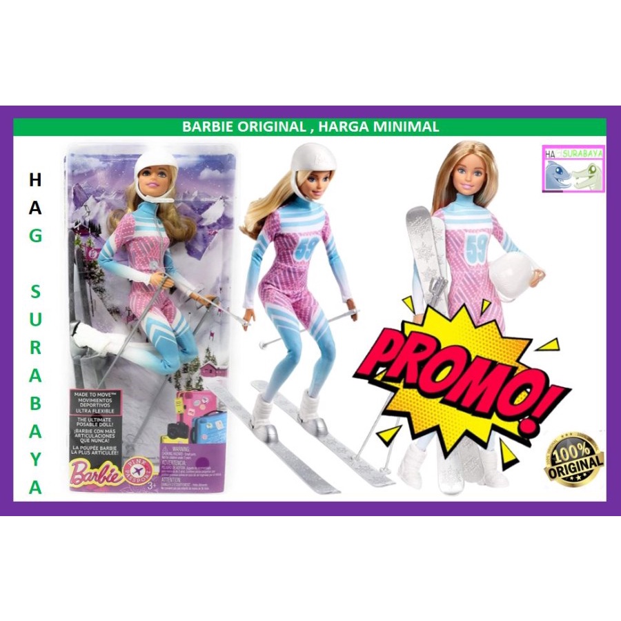 Barbie Made to Move Skier Pink Passport Doll