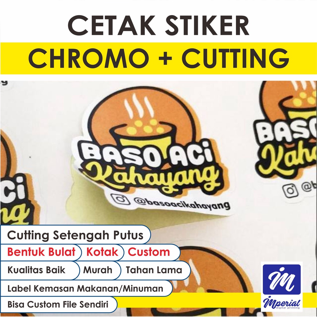 

Cetak Stiker Chromo Plus Cutting A3+ Custom Label Packaging Kemasan Makanan Minuman / Label Olshop