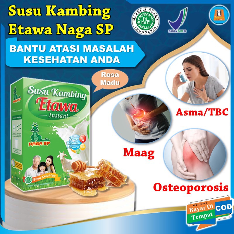 

Minuman Susu Kambing Etawa Bubuk Naga SP Sky Goat Evaporasi Murni Rasa Madu 250g