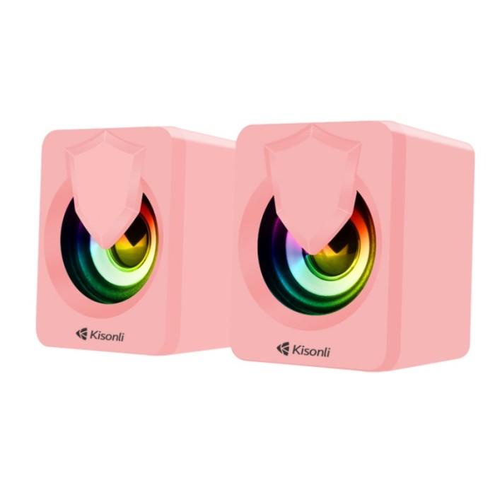 Speaker Gaming Cewek Pink Lucu MultiMedia LED PC Komputer Laptop TV