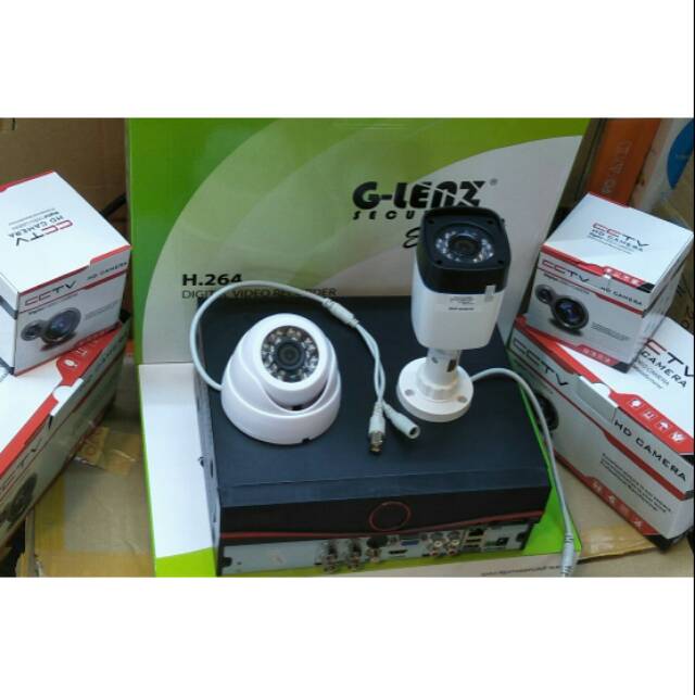 paket cctv 4 ch 2 kamera 1.3 megapixel komplit tinggal pasang