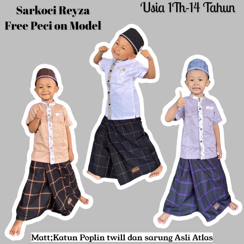 Sarkoci/Sarung Koko Peci/Motif Kotak Polos Hitam/Sarung Atlas Asli/ Sarung Celana