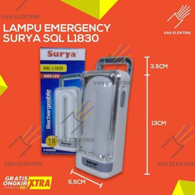 Surya Lampu Emergency SQL L1830x LED 18 SMD Rechargeable