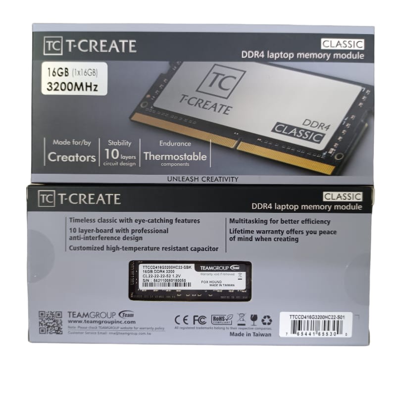 Memory Laptop Team T-CREATE Classic 16GB DDR4 3200Mhz - Sodimm 16gb ddr4 pc 25600