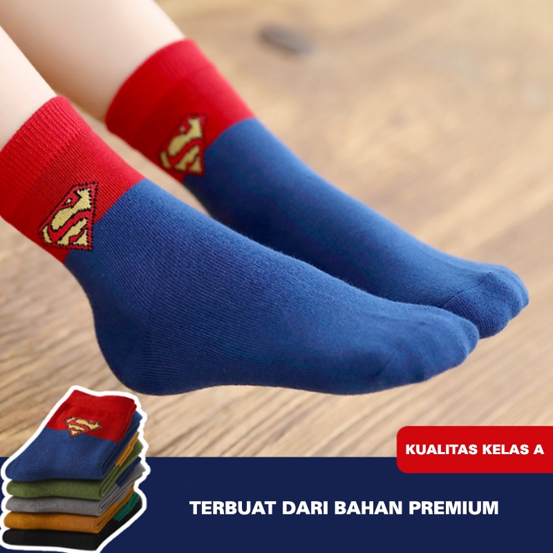 KAOS KAKI ANAK BAYI LAKI LAKI KARAKTER SUPERHERO LIGHTING SUPERMAN BAHAN TEBAL IMPORT KLB