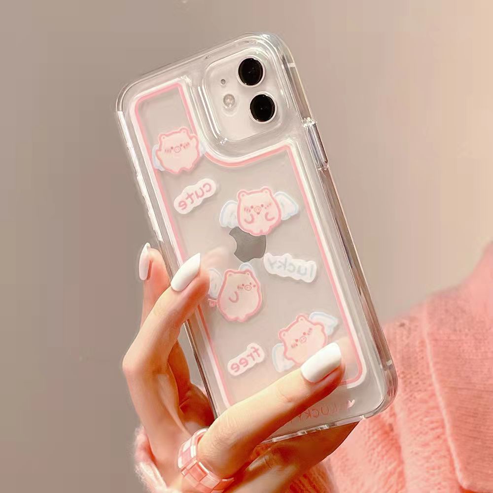 Case Pelindung Bahan Akrilik Transparan Motif Babi Untuk iPhone 13 Pro 13prm 11 7Plus 8Plus Xr XS 13 12 Pro Max