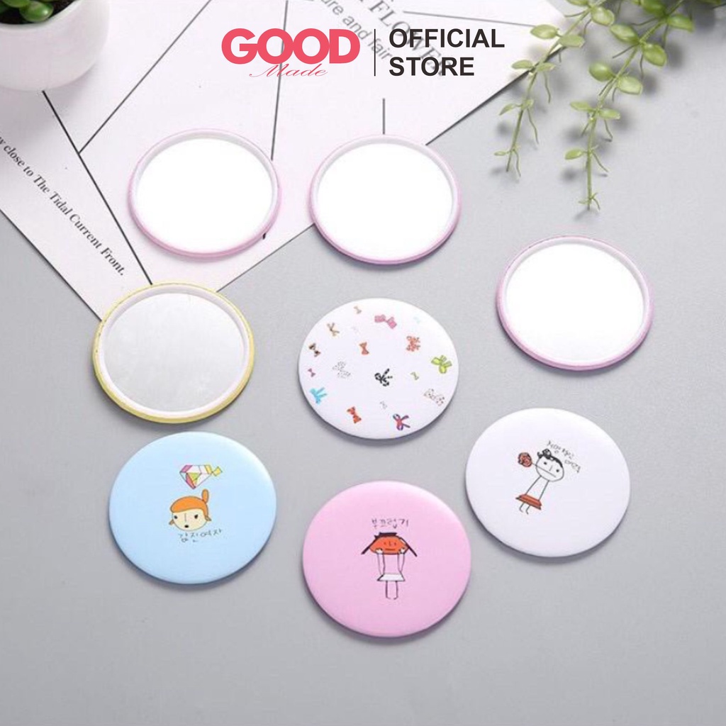 GOOD MADE - Cermin Bulat Karakter Kaca Make Up Mini Sovenir Travelling Motif Kartun Colorful COD