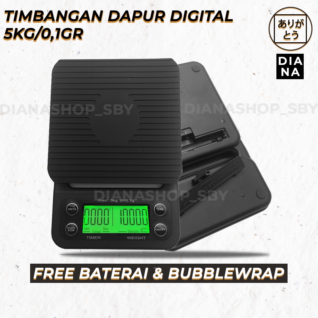 Timbangan Kopi Digital V60 Timer 5KG/0.1GR Drip Coffee Scale Kue Roti Baking