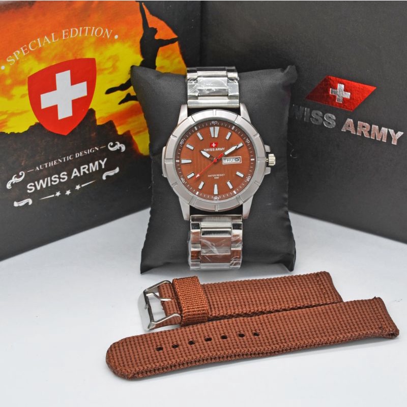 COD JAM TANGAN PRIA SWISS ARMY TANGGAL KEREN TERBARU MURAH TALI RANTAI MODIS JAM COWOK ELEGAN TRENDI