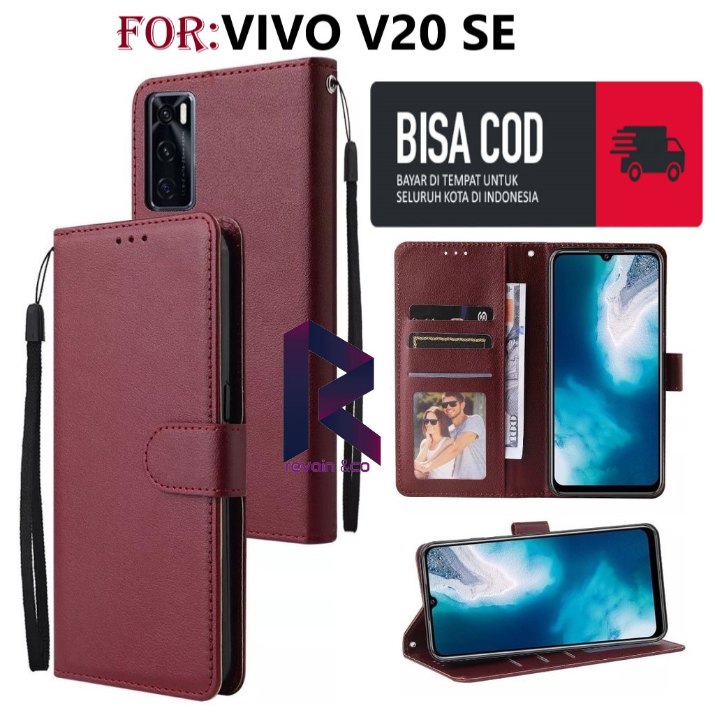 FLIP COVER VIVO V20 SE CASING DOMPET FLIP WALLET LEATHER KULIT PREMIUM SARUNG BUKA TUTUP FLIP CASE VIVO V20 SE