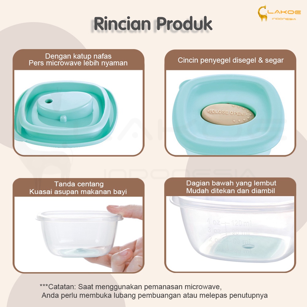 LAKOE 4in1 Baby Food Container tempat mpasi bayi penyimpanan mpasi bayi