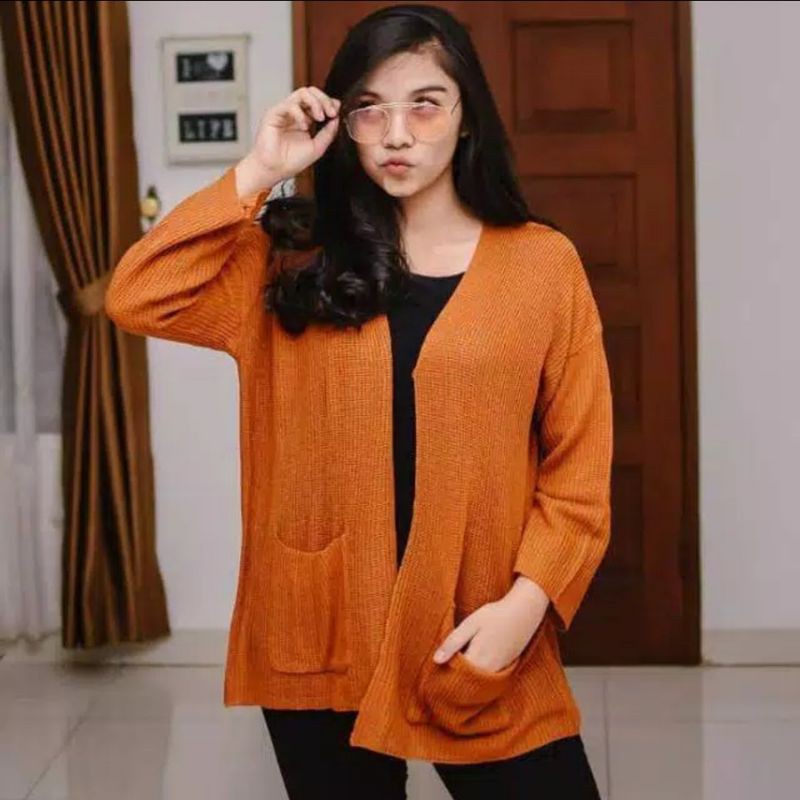 LOOCY CARDY/CARDY OVERSIZE POLOS/CARDIGAN RAJUT-LC- Coral