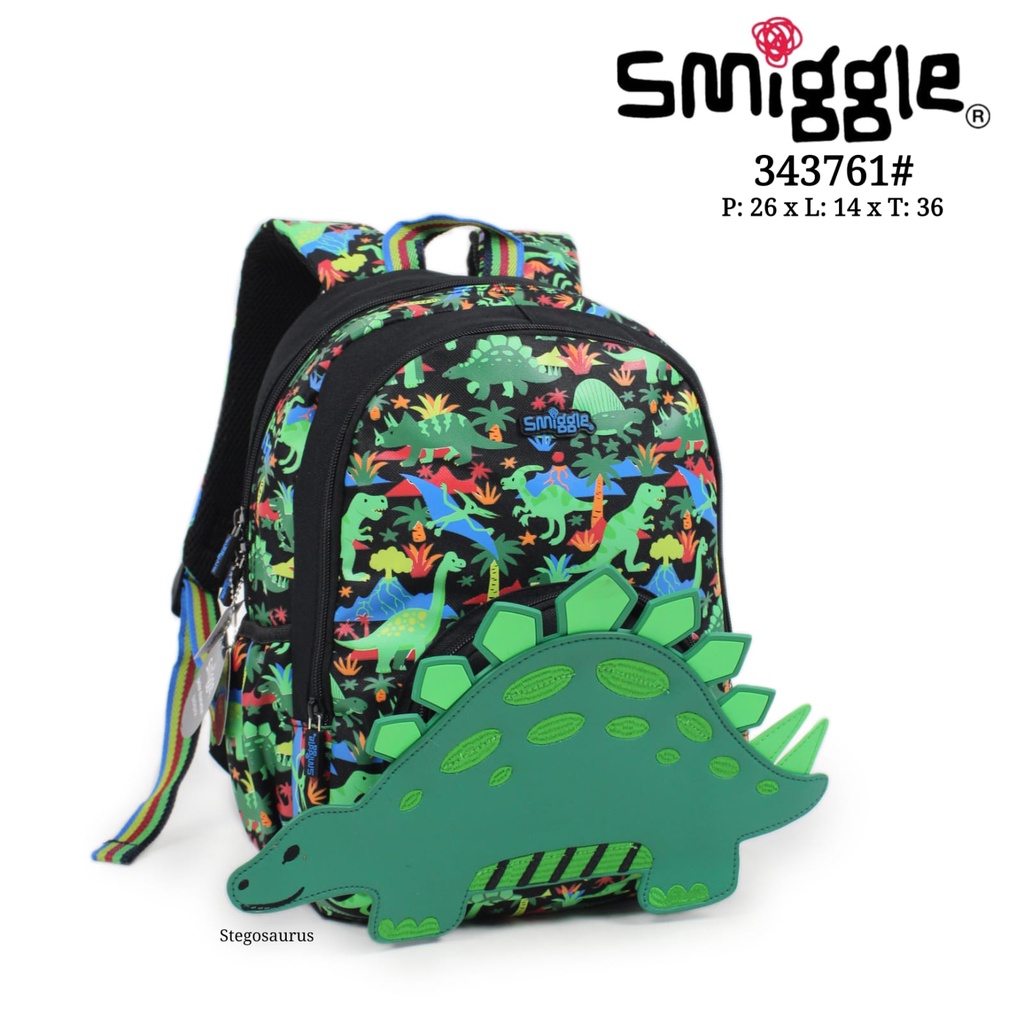 Tas Smiggle Junior Backpack Dino Stegosaur / Triceratops