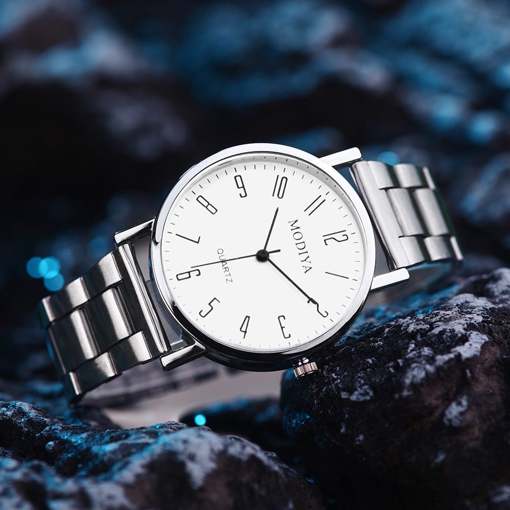 Jam Tangan Pria A0142 Alloy Band Quartz Watch/Murah
