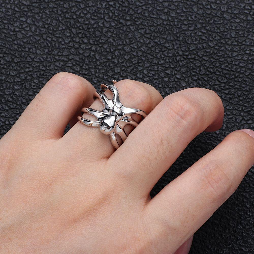 Nanas Spider Cincin Pernikahan Fashion Janji Biker Rock Mens Rings Adjustable Halloween