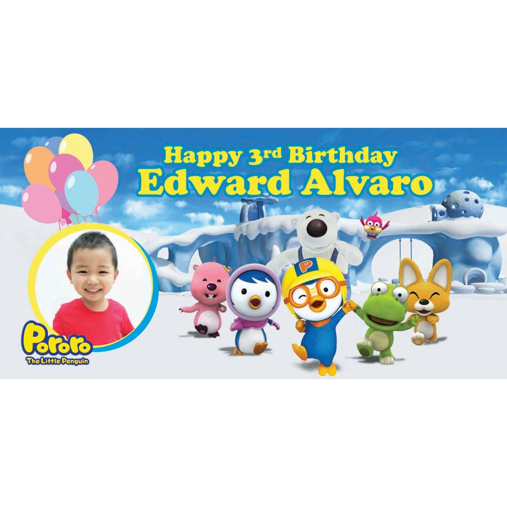 Banner/Backdrop Pororo Perlengkapan Ulang Tahun