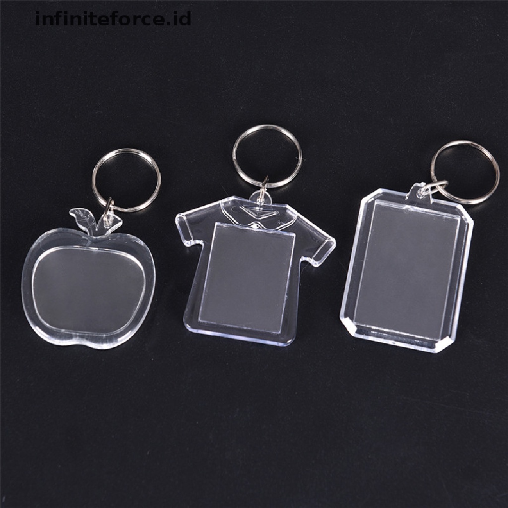 (Infiniteforce.Id) 5pcs Gantungan Kunci Frame Foto Kosong Transparan Diy