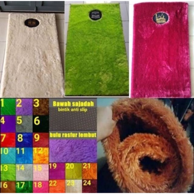 Sajadah bulu rasfur lembut halus ukuran 65X115 cm