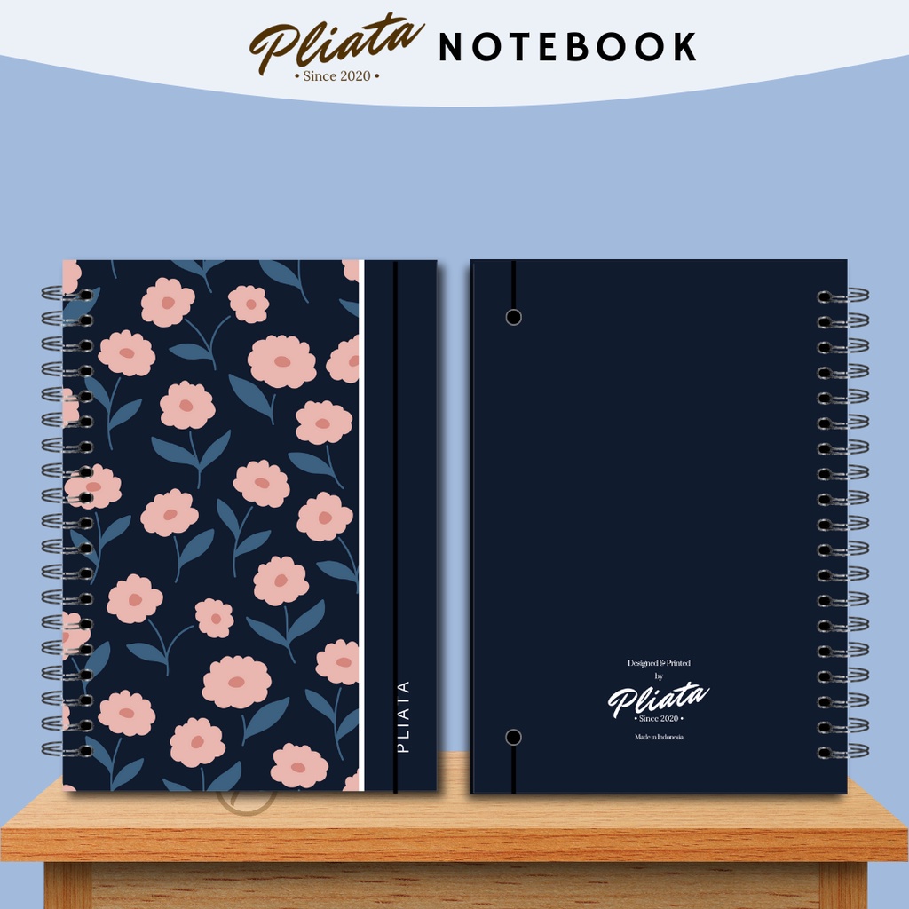 PLIATA NOTEBOOK SPIRAL - (PN7) Blue Flower - Softcover Doft Aesthetic Book Buku Tulis