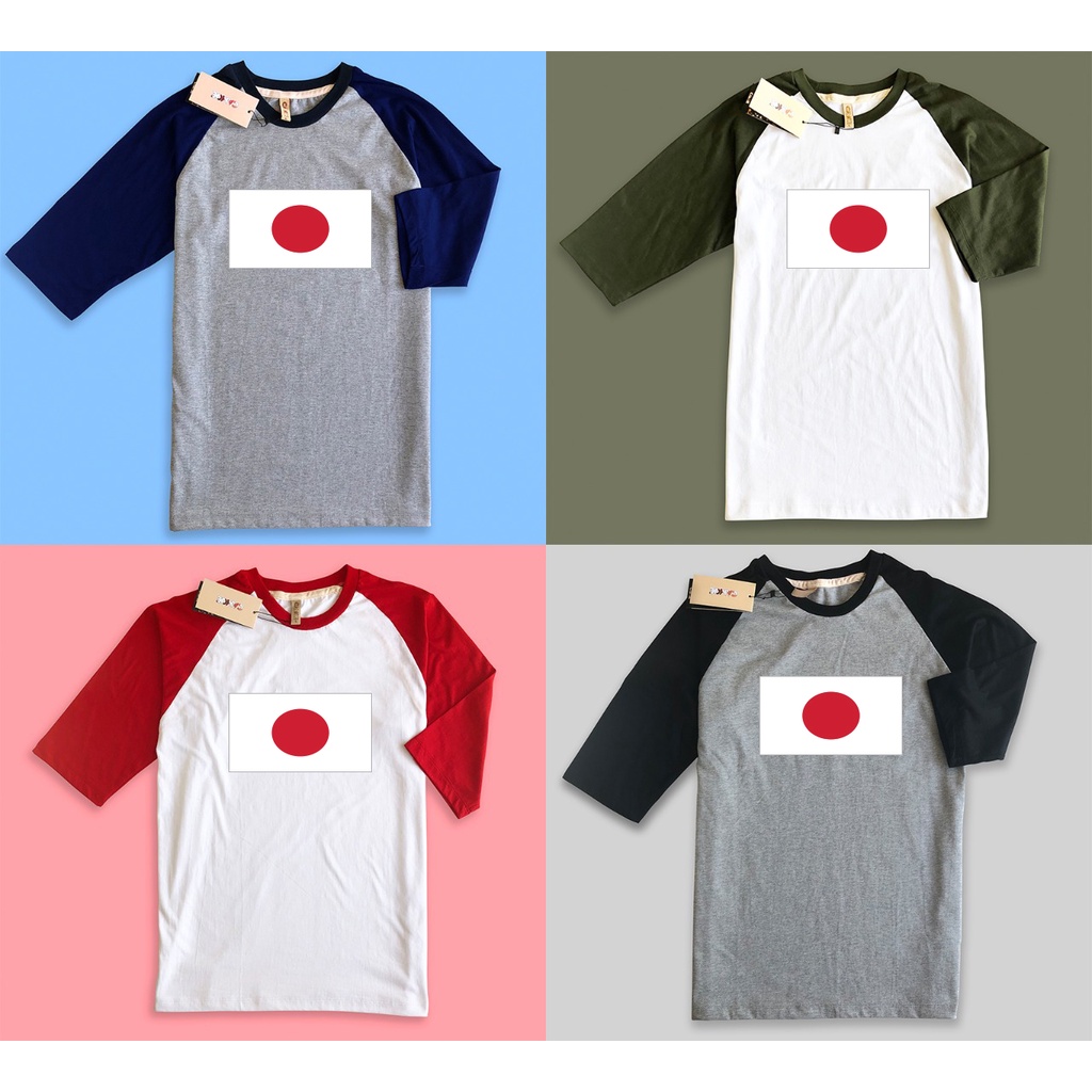 kaos tshirt raglan premium desain bendera jepang