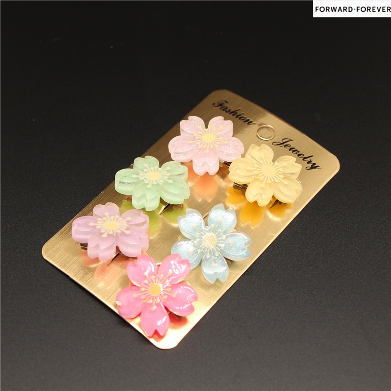 6pcs Bros Pin Kombinasi Bunga Daisy Cherry Blossom Bahan Plastik M70068