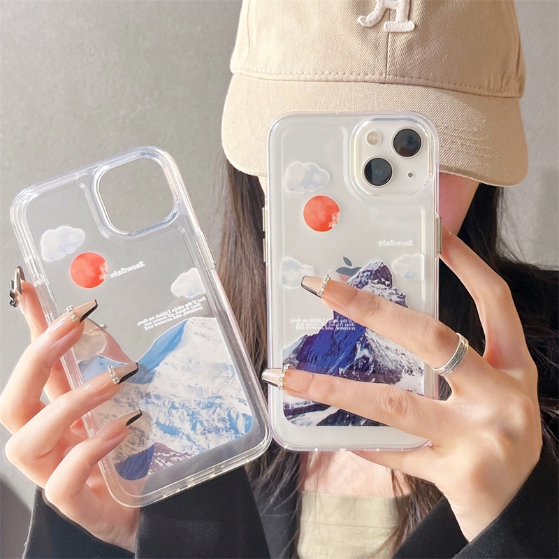 Soft Case Transparan Motif Peta Gunung Peak Untuk iphone 11 12 13 pro max x xs xr xsmax 7 8 plus