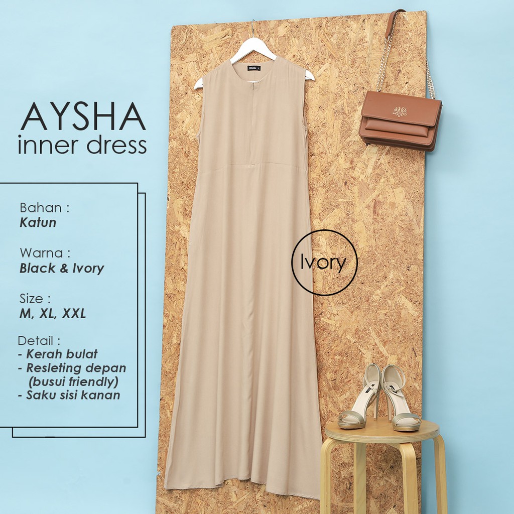 {BISA COD} Inner Dress Katun/ Daleman Syari/ Busui friendly / Aysha Dress by Mysure/ Dress
