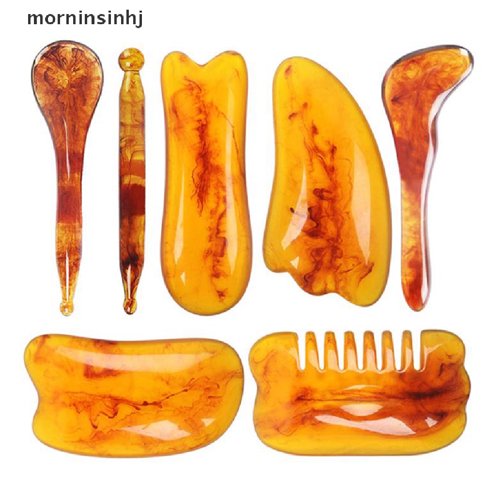 Mor Alat Pijat Gua Sha Bahan Resin Warna Amber Untuk Kesehatan