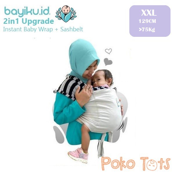 Bayiku Upgrade XXL Geos 2in1 With Sashbelt Instant Baby Wrap Sash Belt Gendongan Bayi