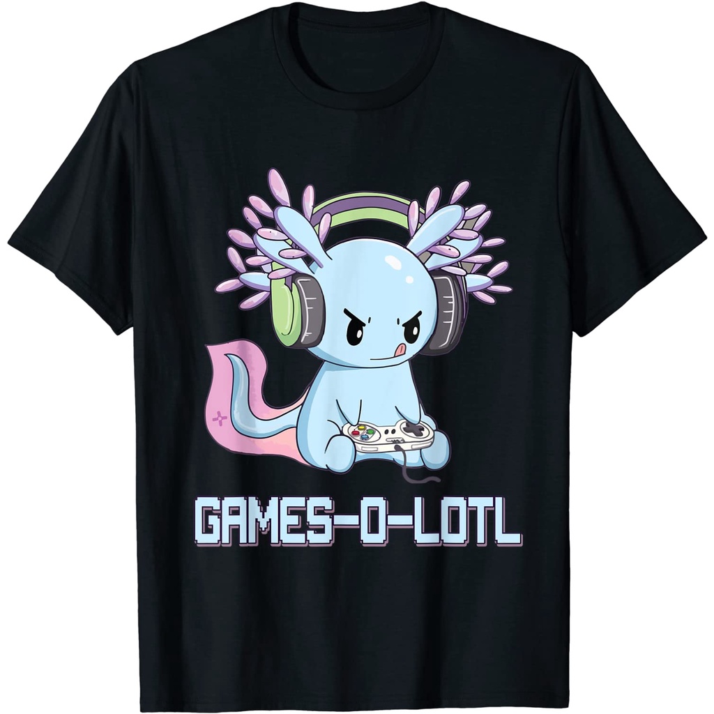 BAJU ANAK Gamesolotl Axolotl Video Gamer Kawaii Pastel Goth Anime T-Shirt