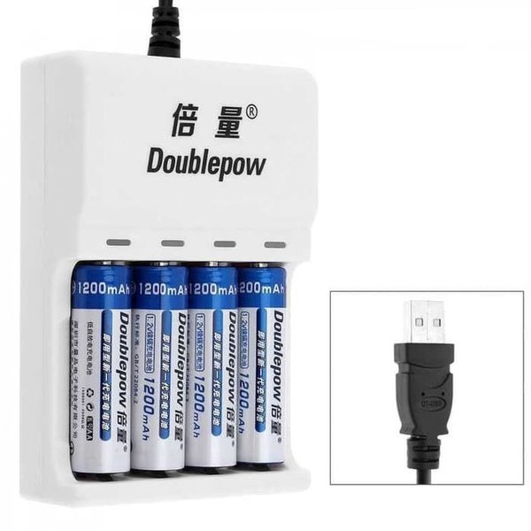 Alat Cas Charger Baterai Battery Batrai 4 slot AA AAA Kabel USB DP-U82 Doublepow