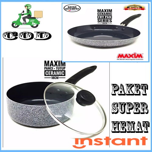 SAUCEPAN MAXIM ISI 2PCS NEOSTONE 18 CM+26CM FRYPAN AWET PRAKTIS