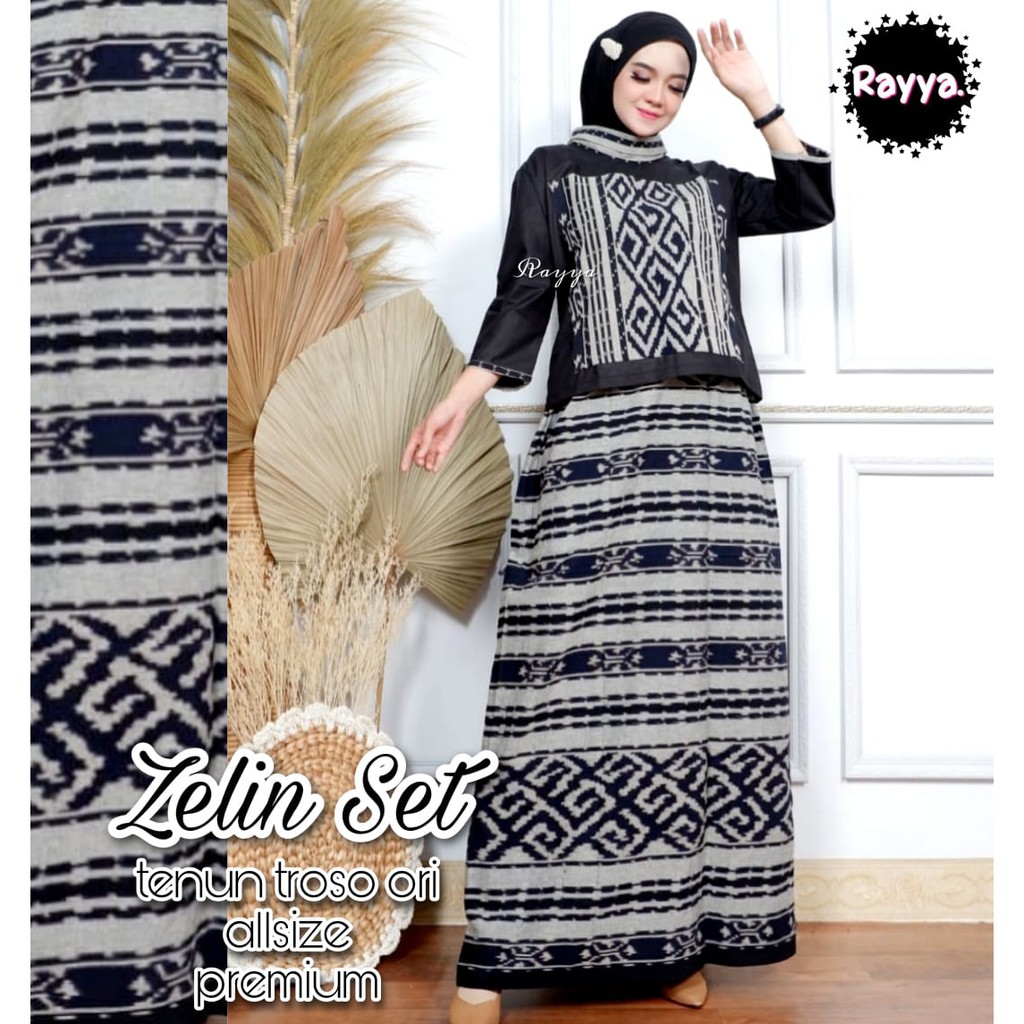 Atasan Bawahan Batik Set Tenun by Butik Batik Solo Bahan Tenun ORI kode ZELIN SET TENUN SERIES
