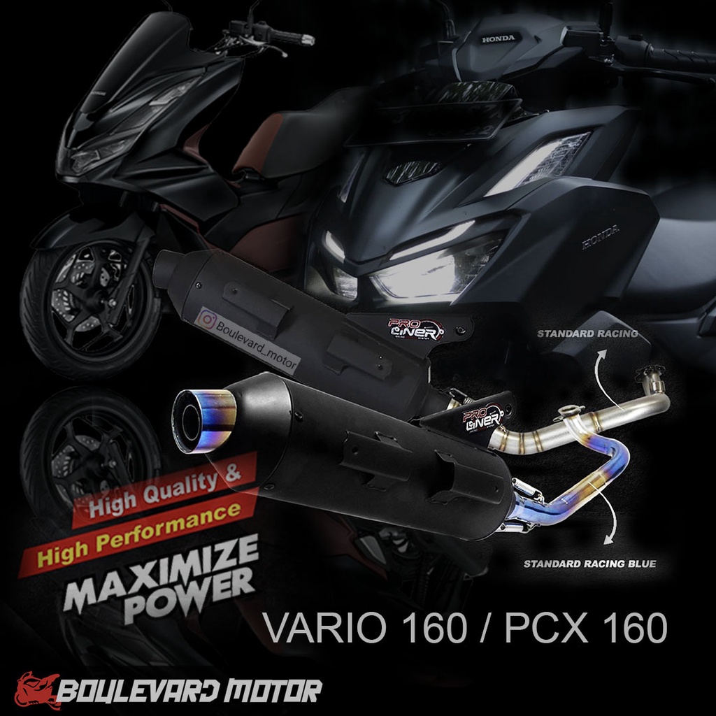 KNALPOT STANDART RACING VARIO 160 PCX 160 PROLINER STAINLEES / BLUEMOON