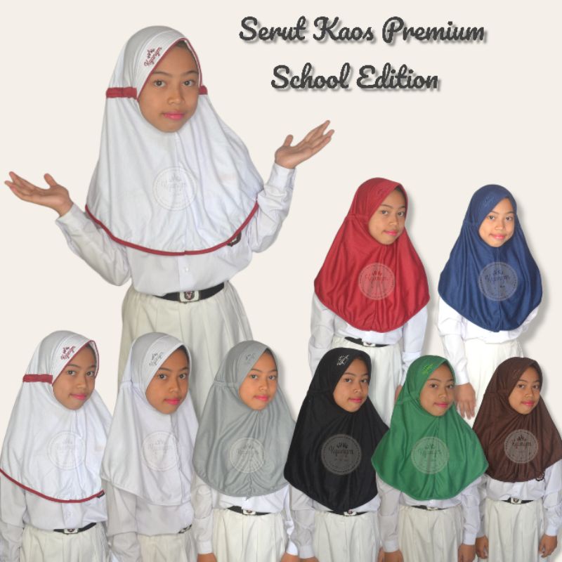 Jilbab Anak Serut Kaos Sekolahan / Kerudung Anak Serut Kaos Sekolahan / Kerudung Anak Sekolah / Jilb