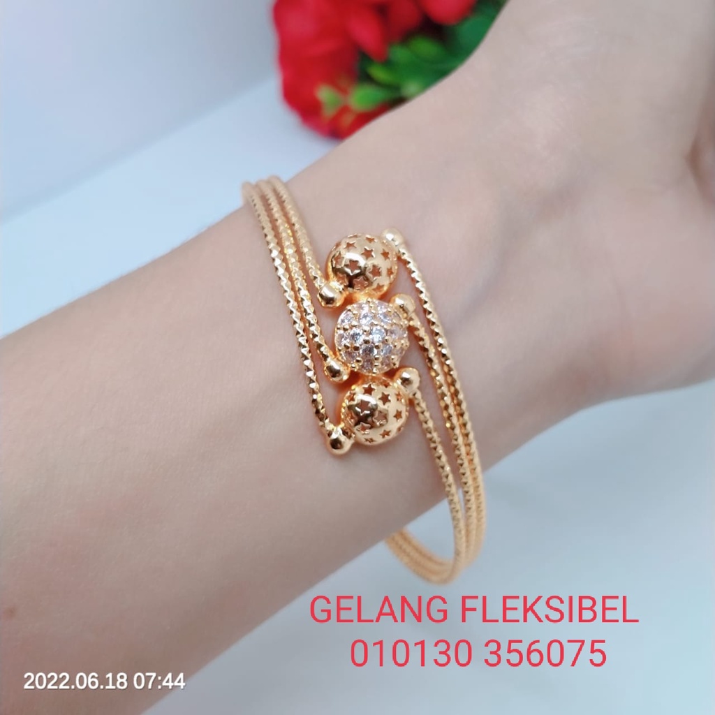 Gelang Tangan fleksibel Bangle Wanita Titanium Xuping Perhiasan Aksesoris Lapis Emas Anti Karat