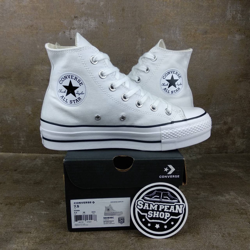 GRADE ORI Sepatu Converse All star chuck taylor lift High Heels white BNIB