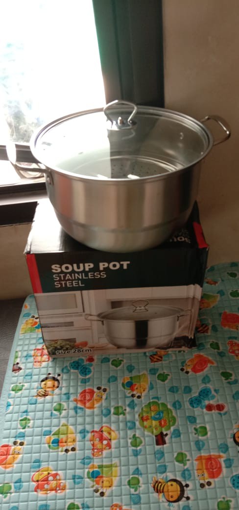Panci Steamer Kukusan Soup Pot Stainless Steel 28 Cm & 24cm