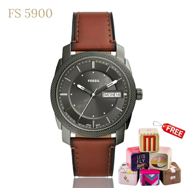 Jam Pria Fossil FS5900 & FS5901 Original Leather FullSet