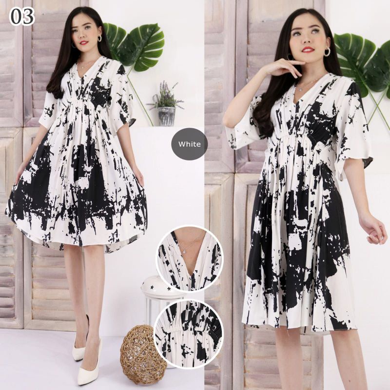 dress/tunik motif tie dye depan karet