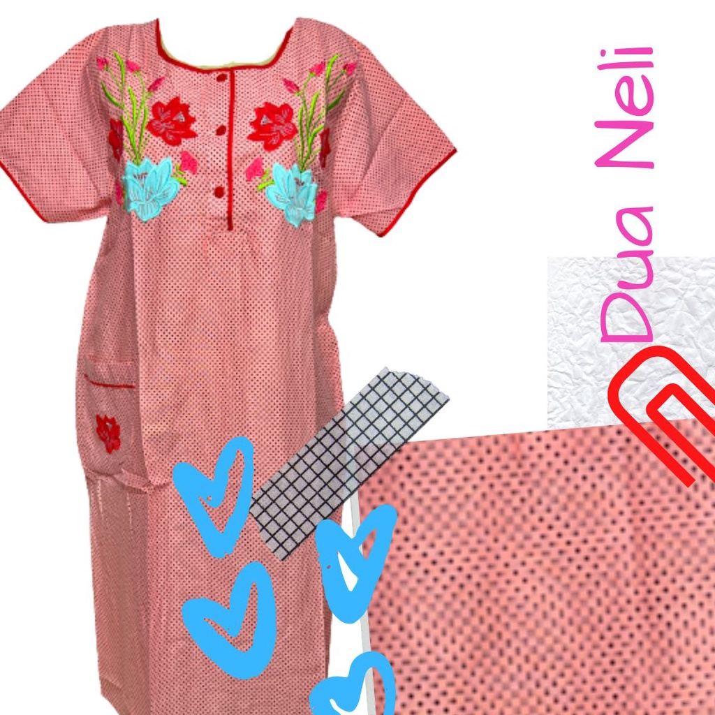 Daster Katun Polkadot  Bordir Cantik Ukuran M Melati 6 Varian Warna Murah
