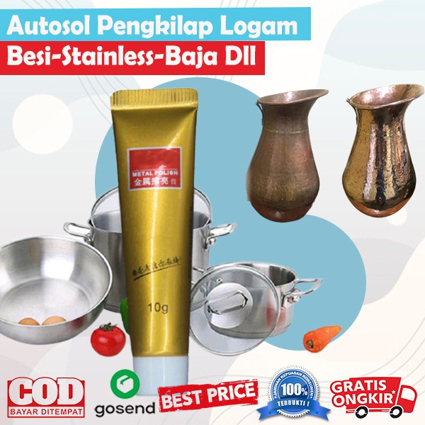 Autosol Cairan Krim Pengkilap Logam Besi Baja Stainless 10 ml