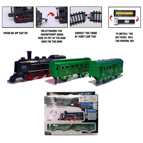 Mainan Anak Kereta Api Set/ Train Track Set Rail King/ Mainan Kereta Api 3 Gerbong