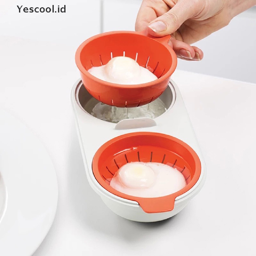 【Yescool】 Draining Egg Boiler Egg Poacher Steamer Set Kitchen Egg Cooker Tools  Kitchen .