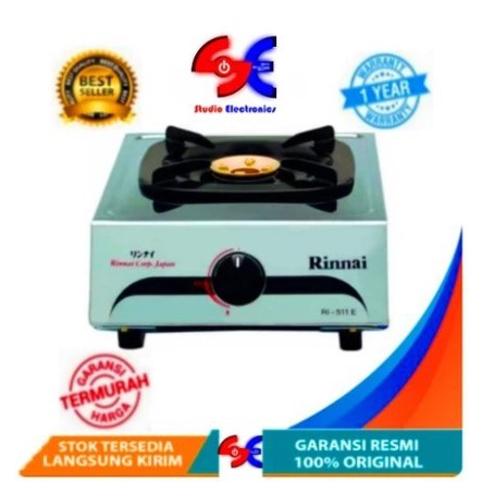 Kompor Gas Rinnai 1 Tungku 511E Stainless Terbaru