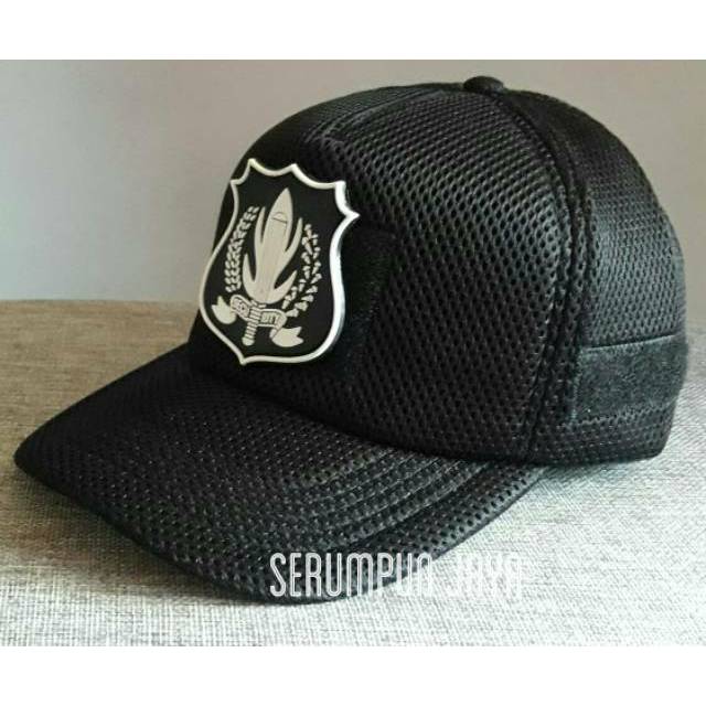 TOPI LOGO SECURITY PUTIH - TOPI SECURITY LOGO PUTIH BESAR JARING DOBEL MESH VELCRO + PATCH